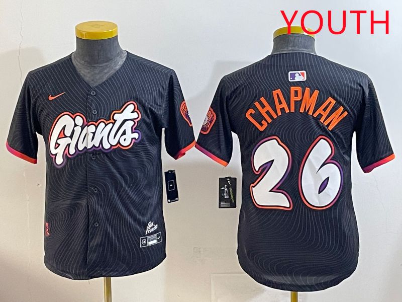 Youth San Francisco Giants 26 Chapman Black Joint Name 2025 Nike MLB Jersey style 1